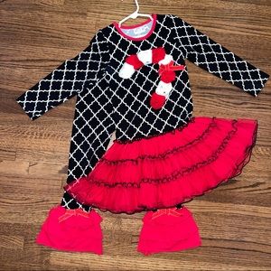 One Posh Kid candy can ruffle pants dress set sz 6